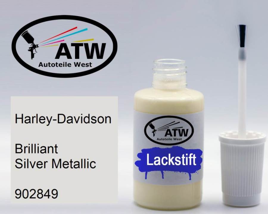 Harley-Davidson, Brilliant Silver Metallic, 902849: 20ml Lackstift, von ATW Autoteile West.